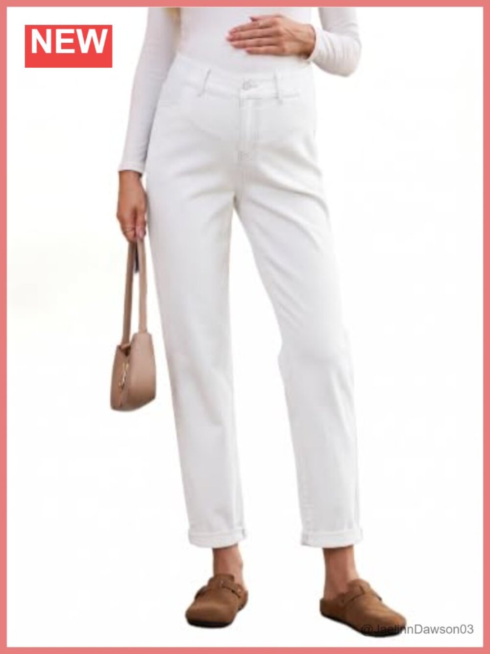 Maternity Jeans Elastic Waist Fleece Lined Pregnancy Pants Skinny Ankle